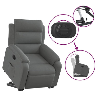 Stand up Recliner Chair Dark Grey Fabric