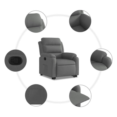 Stand up Recliner Chair Dark Grey Fabric