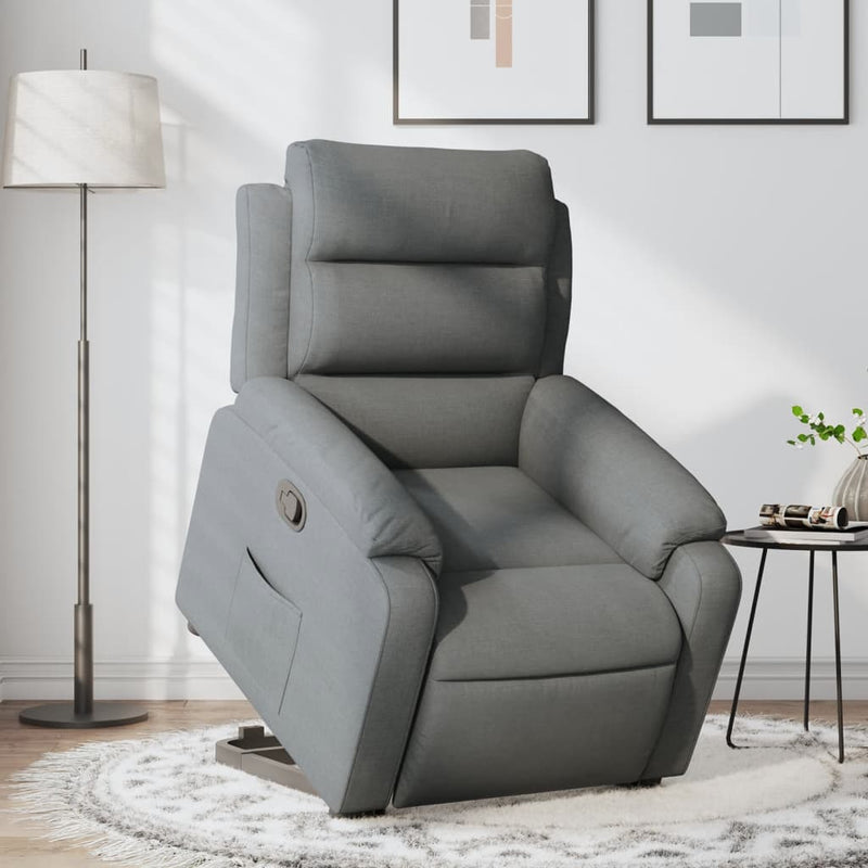 Stand up Recliner Chair Dark Grey Fabric