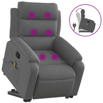 Stand up Massage Recliner Chair Dark Grey Fabric