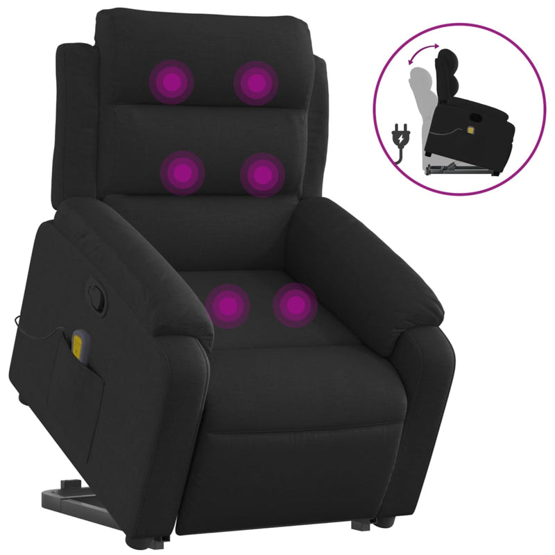 Stand up Massage Recliner Chair Black Fabric