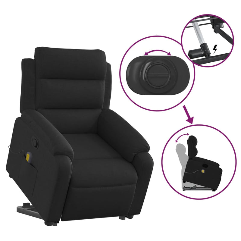 Stand up Massage Recliner Chair Black Fabric