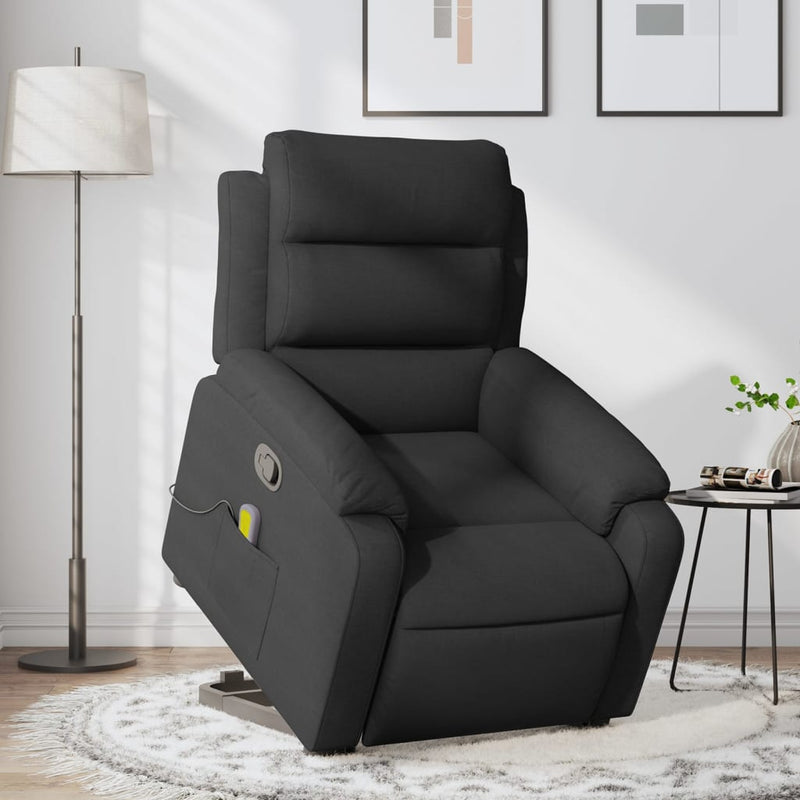 Stand up Massage Recliner Chair Black Fabric