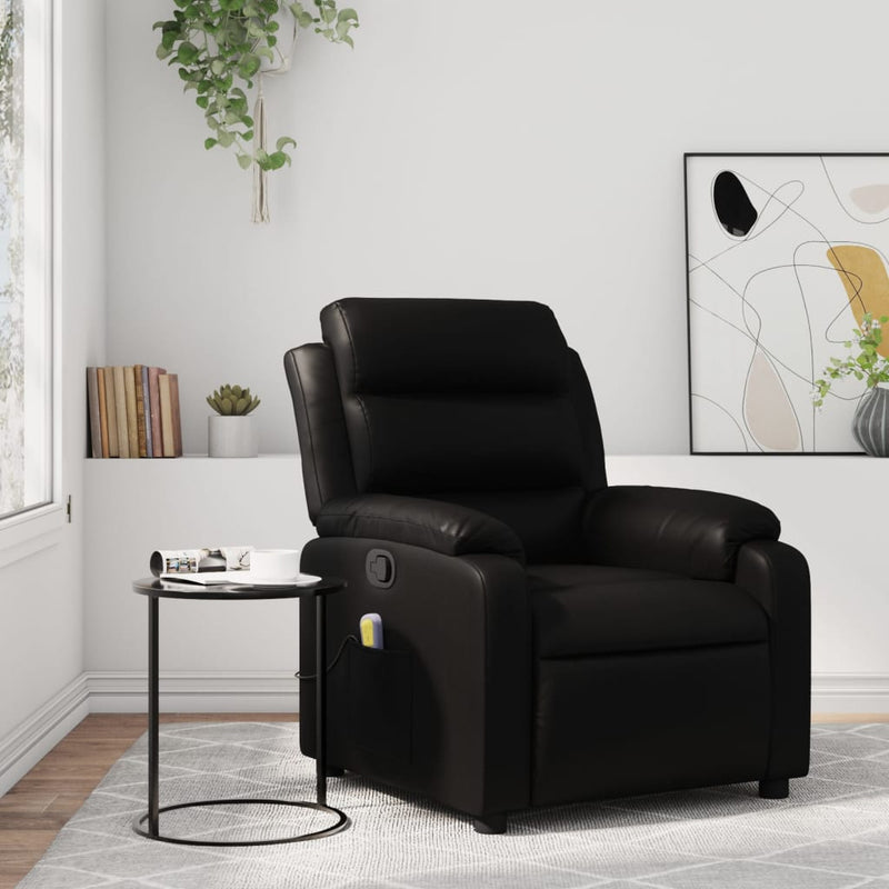 Massage Recliner Chair Black Faux Leather