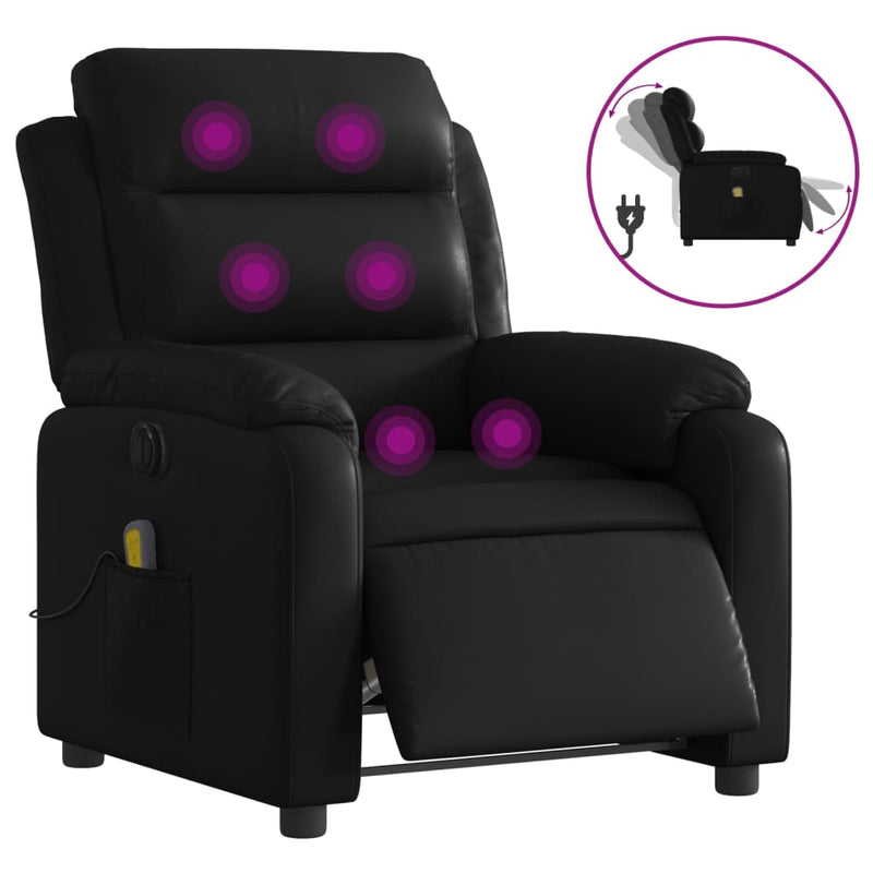 Electric Massage Recliner Chair Black Faux Leather