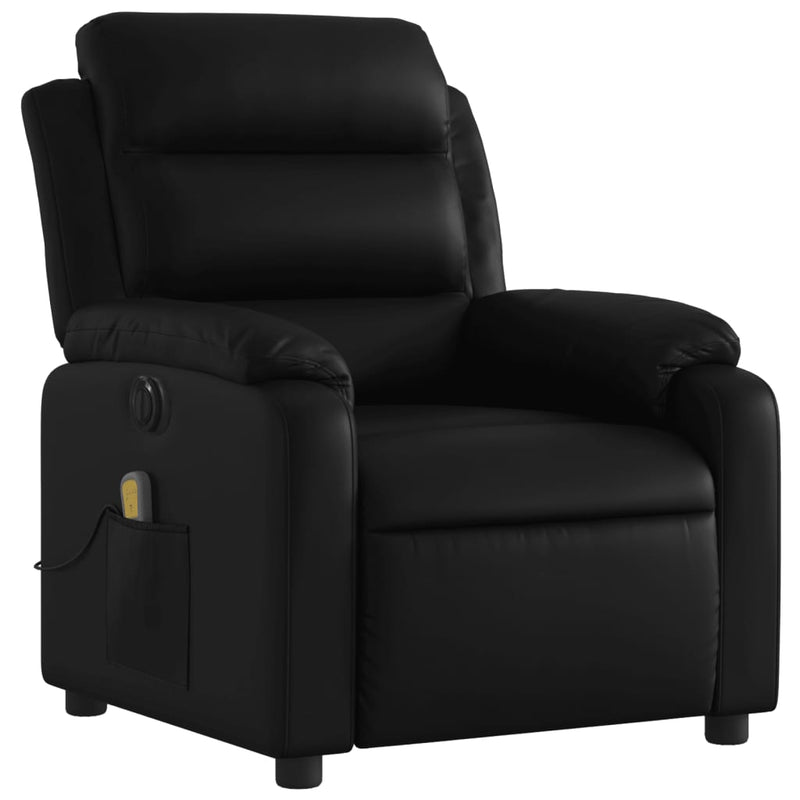 Electric Massage Recliner Chair Black Faux Leather