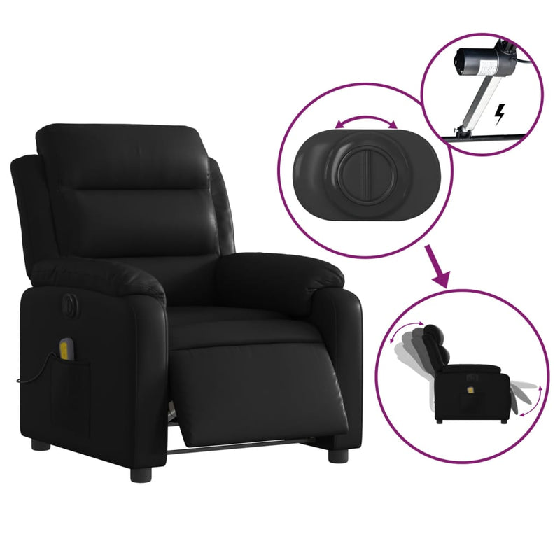 Electric Massage Recliner Chair Black Faux Leather