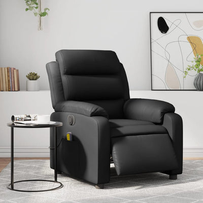 Electric Massage Recliner Chair Black Faux Leather