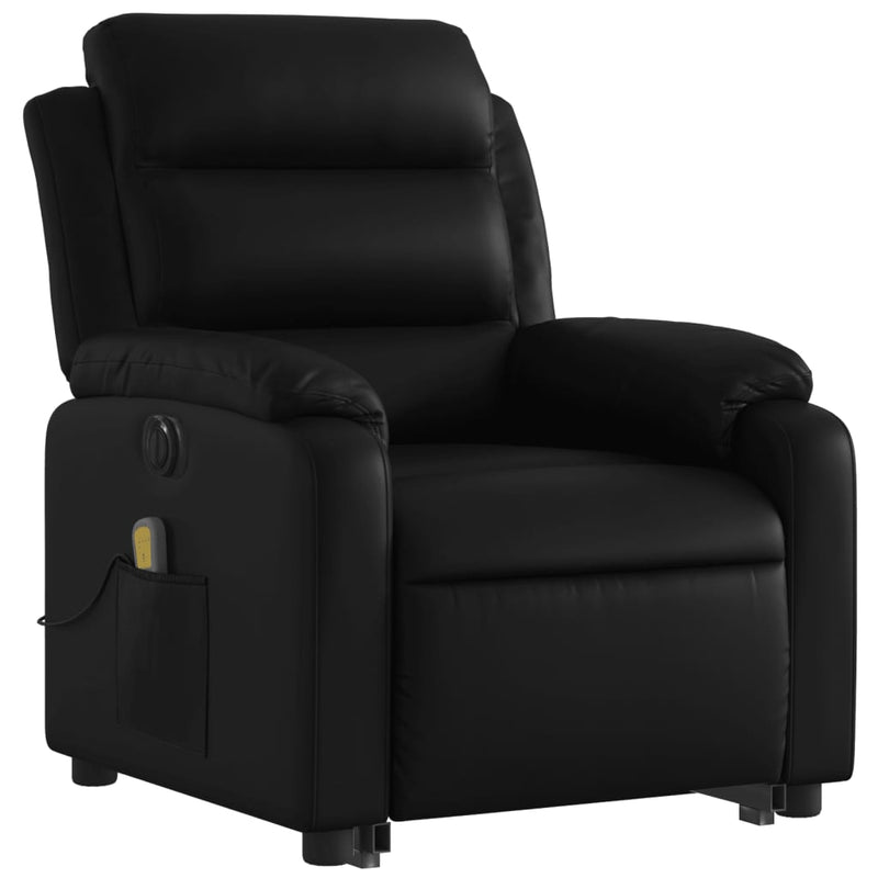 Electric Stand up Massage Recliner Chair Black Faux Leather