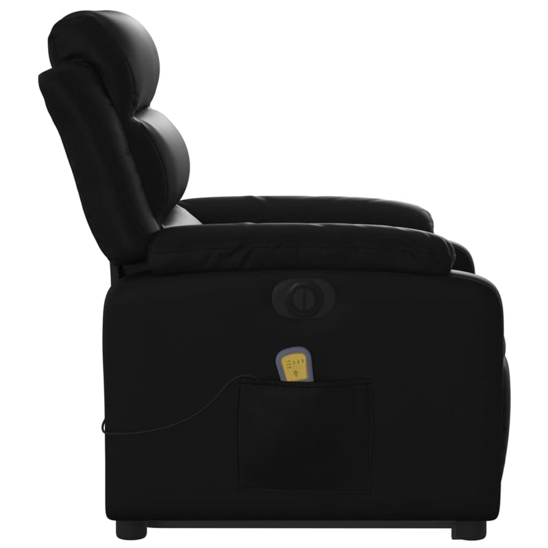 Electric Stand up Massage Recliner Chair Black Faux Leather