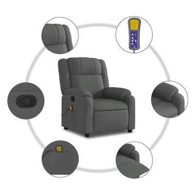 Massage Recliner Chair Dark Grey Fabric