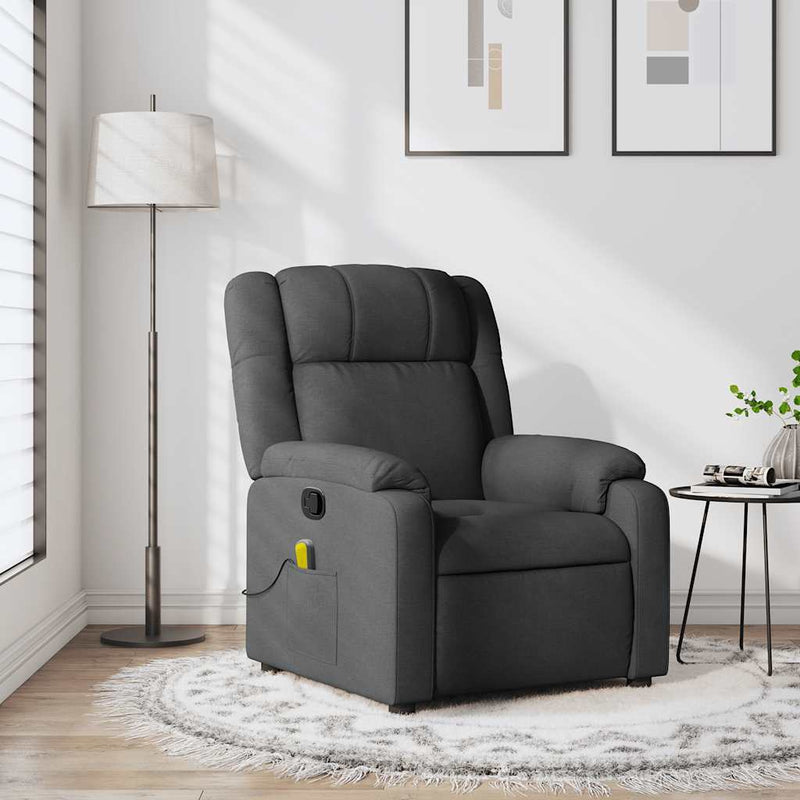 Massage Recliner Chair Dark Grey Fabric