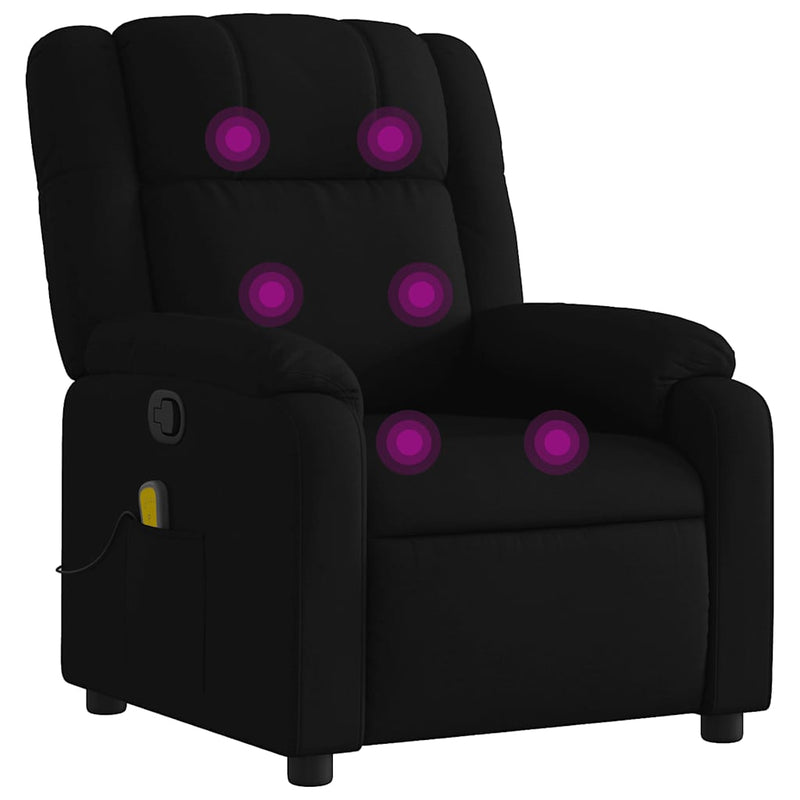 Massage Recliner Chair Black Fabric