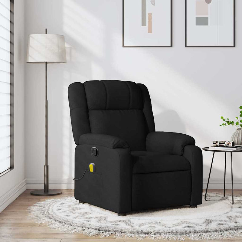 Massage Recliner Chair Black Fabric