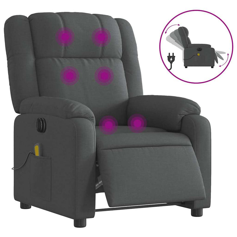 Electric Massage Recliner Chair Dark Grey Fabric