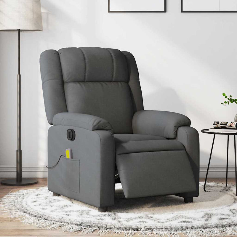 Electric Massage Recliner Chair Dark Grey Fabric