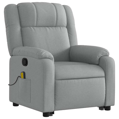 Stand up Massage Recliner Chair Light Grey Fabric