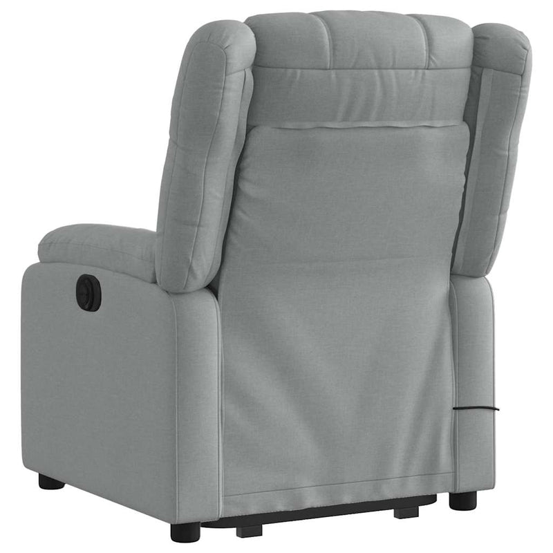 Stand up Massage Recliner Chair Light Grey Fabric