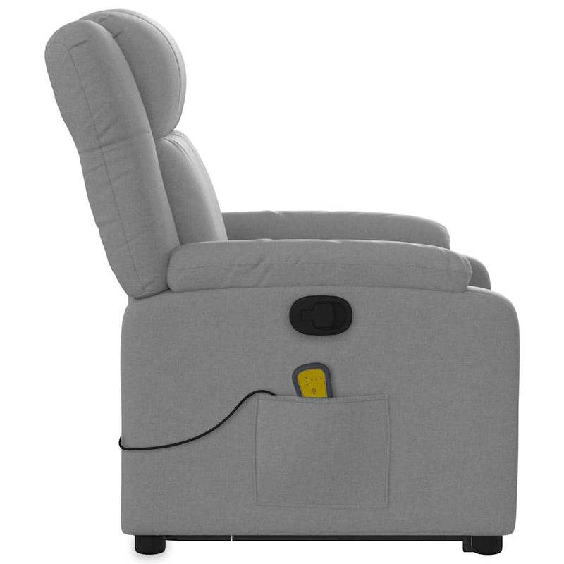 Stand up Massage Recliner Chair Light Grey Fabric