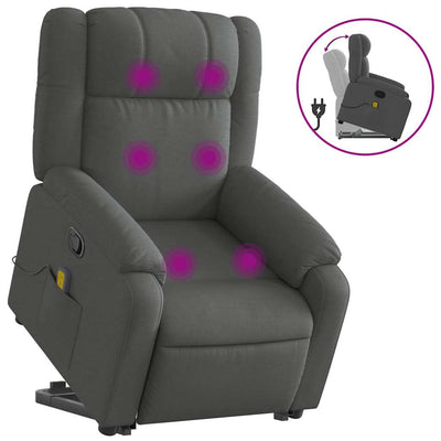 Stand up Massage Recliner Chair Dark Grey Fabric