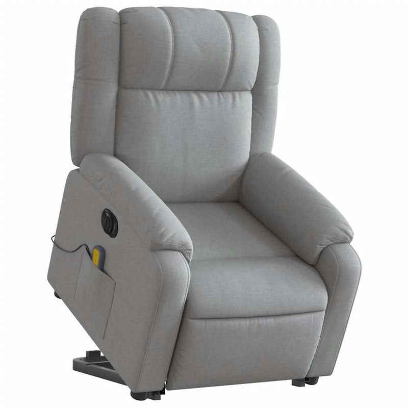 Electric Stand up Massage Recliner Chair Light Grey Fabric