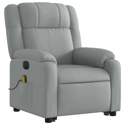 Electric Stand up Massage Recliner Chair Light Grey Fabric