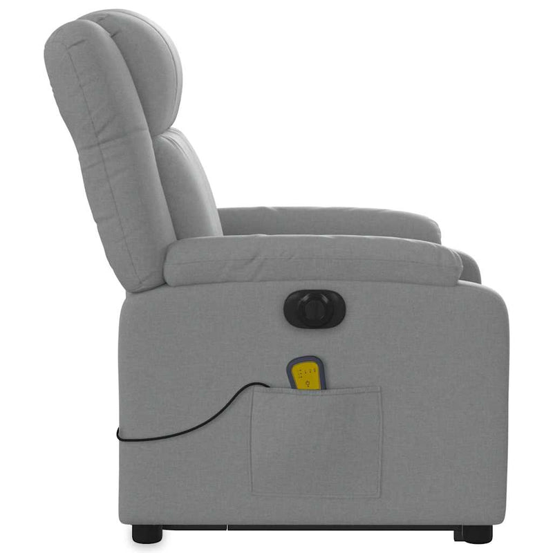 Electric Stand up Massage Recliner Chair Light Grey Fabric