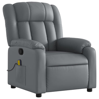 Massage Recliner Chair Grey Faux Leather