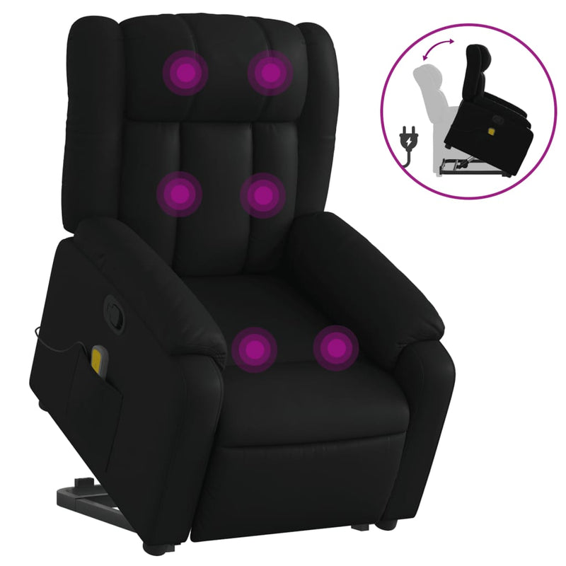 Electric Massage Recliner Chair Black Faux Leather