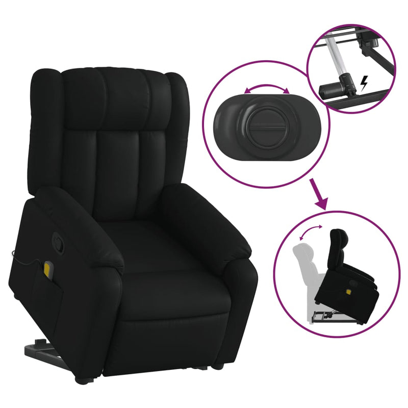 Electric Massage Recliner Chair Black Faux Leather