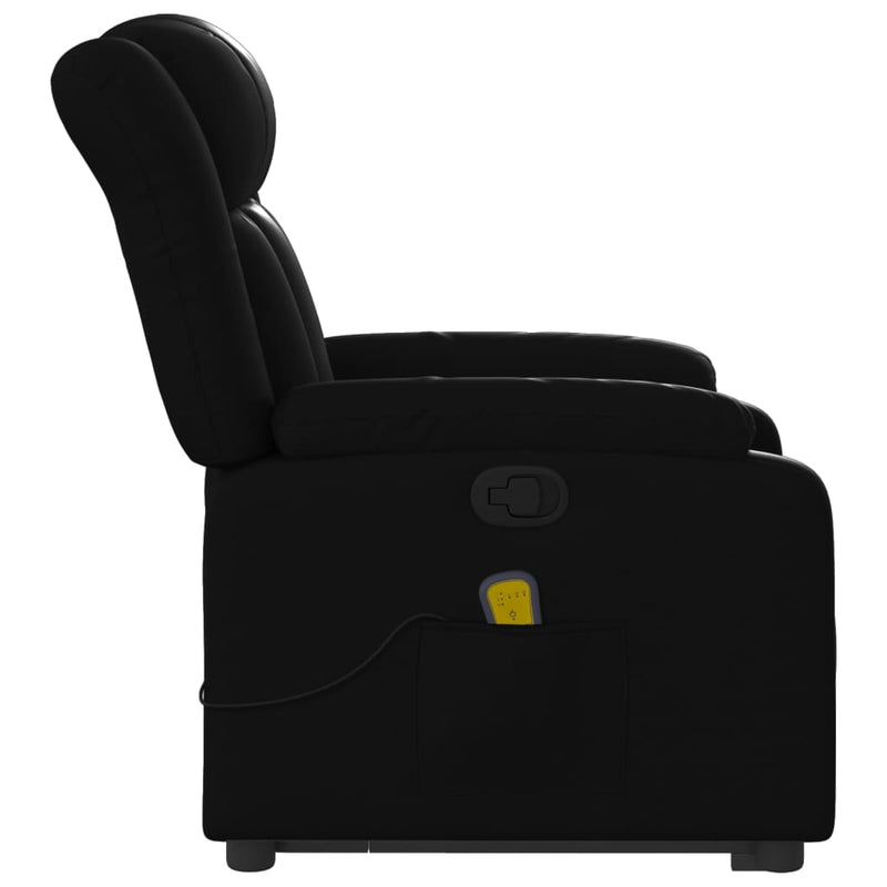 Electric Massage Recliner Chair Black Faux Leather