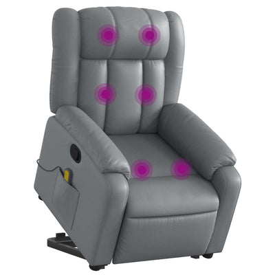 Electric Massage Recliner Chair Grey Faux Leather