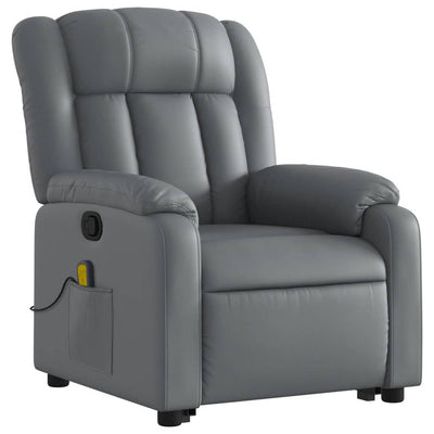 Electric Massage Recliner Chair Grey Faux Leather