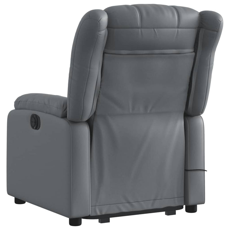 Electric Massage Recliner Chair Grey Faux Leather