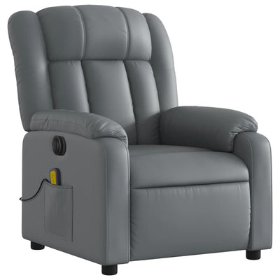 Stand up Massage Recliner Chair Grey Faux Leather