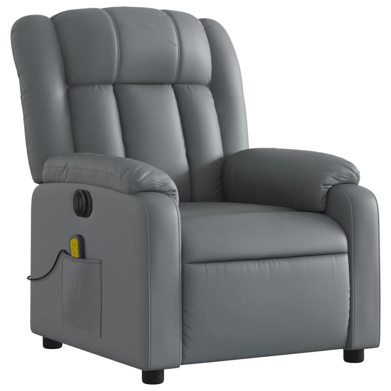 Stand up Massage Recliner Chair Grey Faux Leather