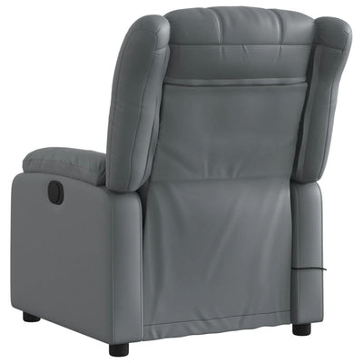 Stand up Massage Recliner Chair Grey Faux Leather