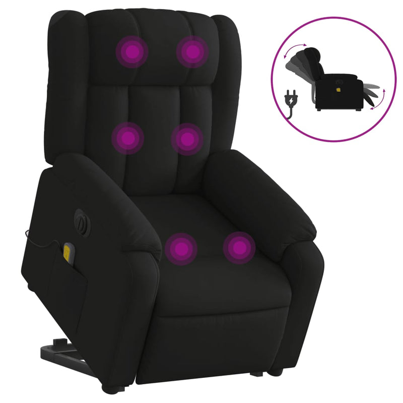 Electric Stand up Massage Recliner Chair Black Faux Leather