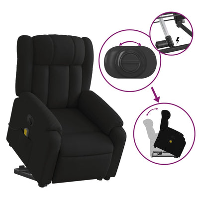 Electric Stand up Massage Recliner Chair Black Faux Leather