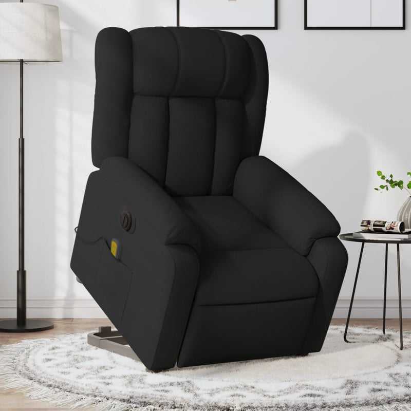 Electric Stand up Massage Recliner Chair Black Faux Leather