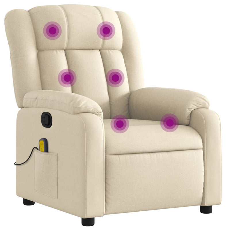 Massage Recliner Chair Cream Fabric