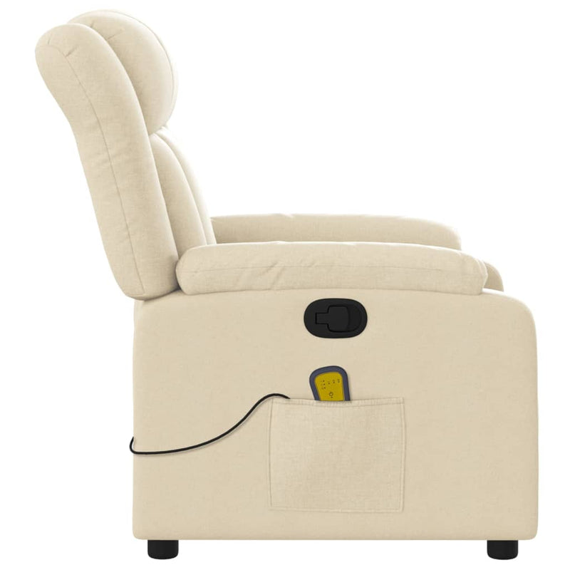 Massage Recliner Chair Cream Fabric