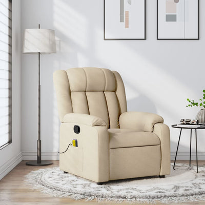 Massage Recliner Chair Cream Fabric