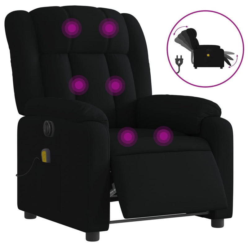 Electric Massage Recliner Chair Black Fabric