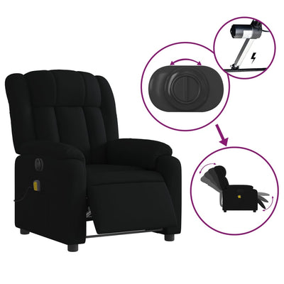 Electric Massage Recliner Chair Black Fabric