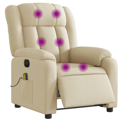 Electric Massage Recliner Chair Cream Fabric