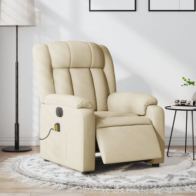 Electric Massage Recliner Chair Cream Fabric