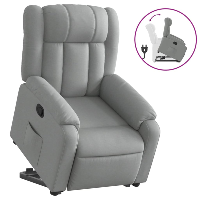 Stand up Massage Recliner Chair Light Grey Fabric