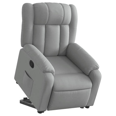 Stand up Massage Recliner Chair Light Grey Fabric