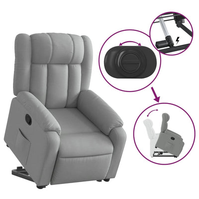 Stand up Massage Recliner Chair Light Grey Fabric